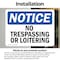 Signmission No Trespassing Or Loitering OSHA Notice Sign, Vinyl Decal, 10in W x 7in L, 2PK OS-2PACK-NS-D-710-L-14957 - alternate 6